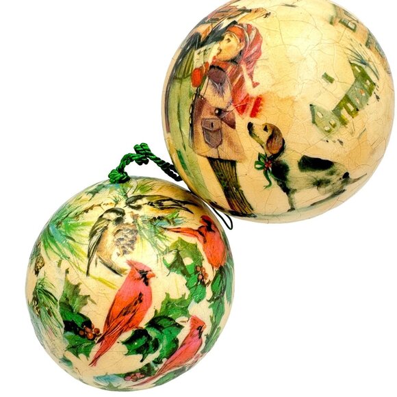 Vtg Reflections Barry Patch 1977 Decoupage Christmas Ornament Set Bird Winter - Picture 3 of 7